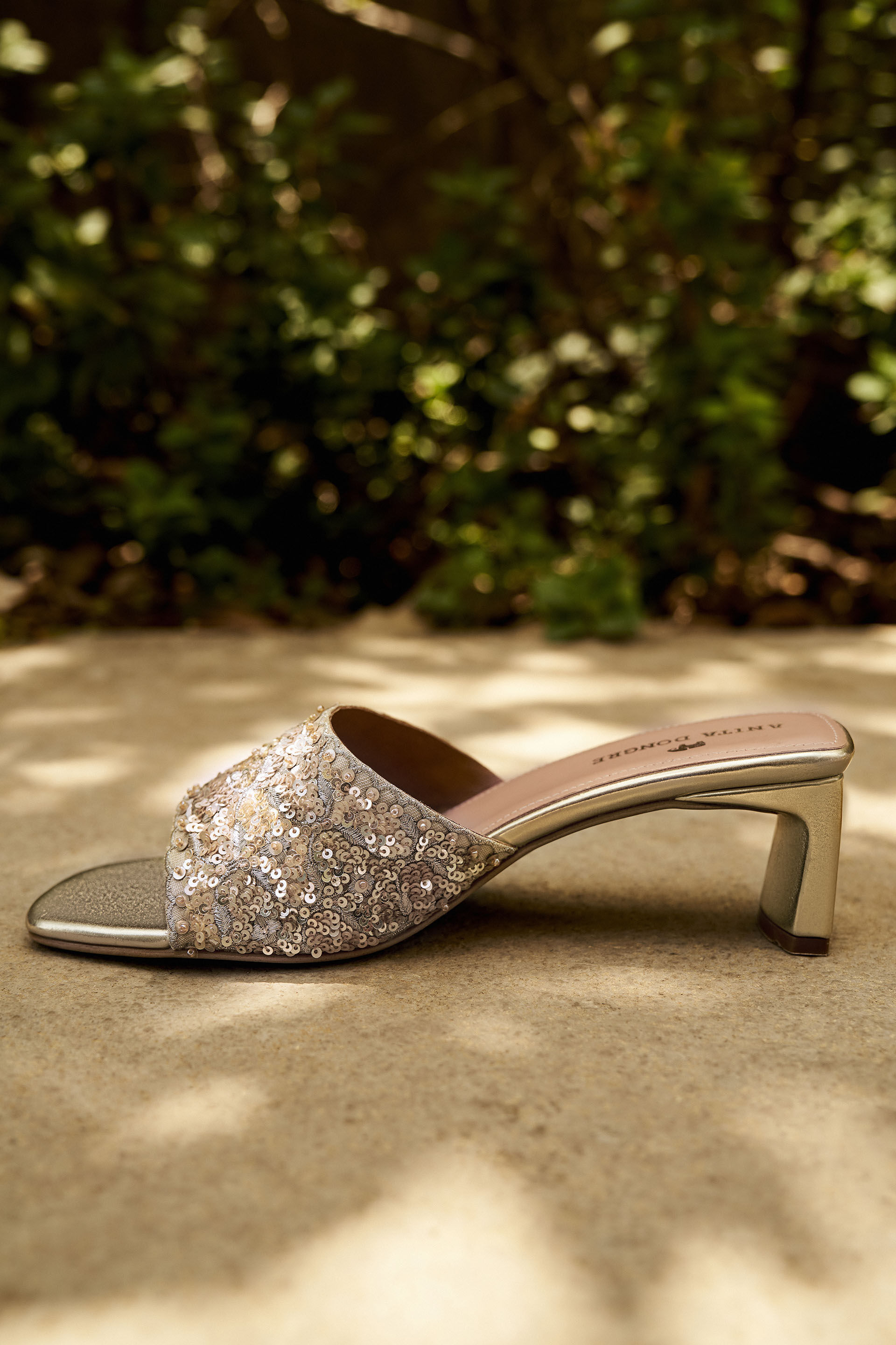 Golden Blossom Hand-embroidered Heels - Gold, Gold, image 5